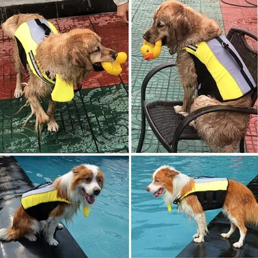 Жилет для плавання для собак, жовтий (L) з Airbag, ручкою та світловідбиваючими смугами