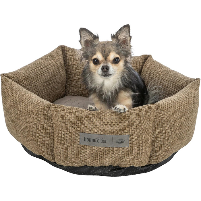Кругле ліжко для собак TRIXIE Viviana, діаметр 50 см, коричневе - м'яке ліжко з велюрової тканини, корзина для маленьких собак, інтегроване подушка, неслизьке дно, можна прати - 37548, розмір 50x50x20 см
