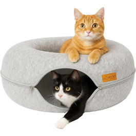 Кігтеточка-будиночок для котів з фетру, сіра, 60x60x28 см