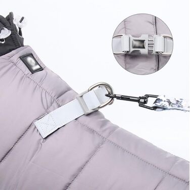 Зимовий теплий зимовий одяг для собак з D-початком, водонепроникний, флісова підкладка, для маленьких та середніх собак (Сірий, L)