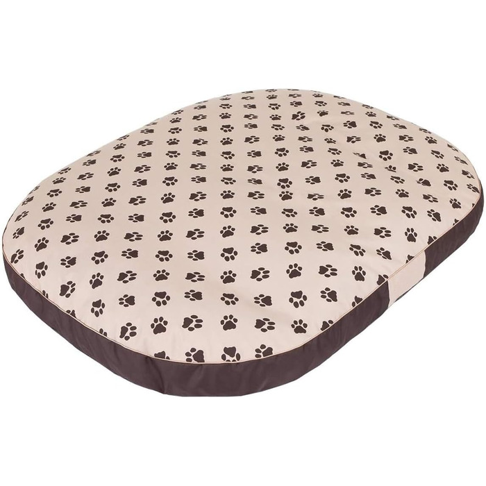 Овальне лежанка для собак, підстилка для собак різних розмірів - міцне, водонепроникне лежанка, м'яке лежанка з піною, підходить для вулиці та прання - 70x50x15 см (M, бежевий з лапами)