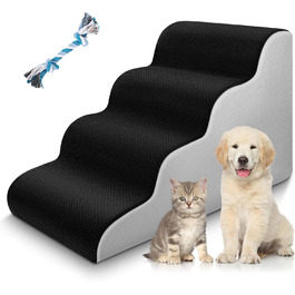 Східці для собак та котів JUOIFIP, 4 сходинки, для маленьких порід, з губчастою поверхнею, чорного кольору