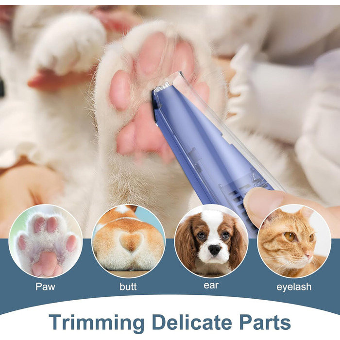 Триммер для собак та котів Ankilo 2-в-1 з функцією пилососа, 6000 об/хв, USB, для догляду за лапами та очима