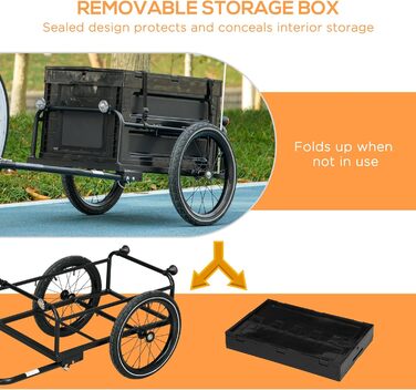 Причіп для велосипеда HOMCOM 65 л, чорний, вантажопідйомність 40 кг