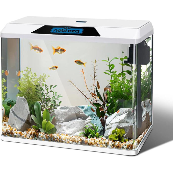 Акваріум Nobleza 54L Комплект: нано-акваріум з LED-підсвічуванням та фільтром, білий