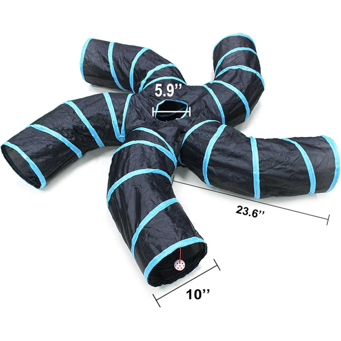 Туннель для котів Bemodst 5-ти ходовий, інтерактивна іграшка-лабіринт для кошенят, кроликів, цуценят, хорягів, морських свинок