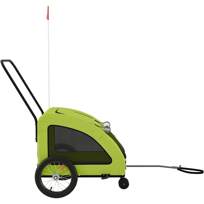 Фургон для собак Fasba: велосипедний причіп для тварин з відбивачами, прапором, зелений, 63,5 x 124,5 x 66 см