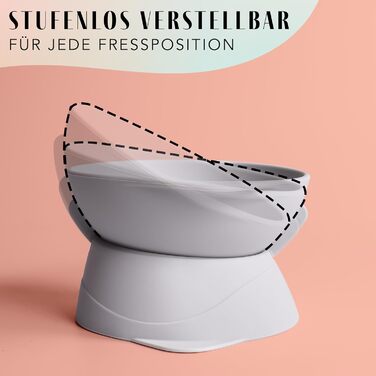 Підвищений годівниця для котів ne&no® Silikon з регульованим нахилом, сірий колір каменю | годівниця для котів | миска для котів