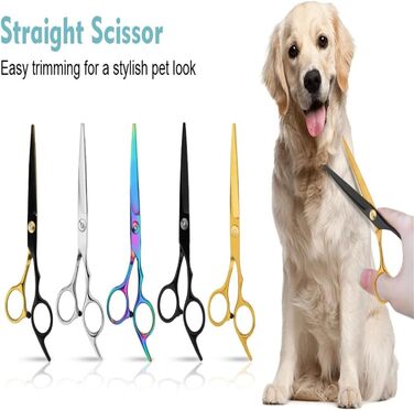 Професійний набір ножиць для собак 6 в 1: 6,6' - ідеально для грумінгу собак, котів та інших тварин. В комплекті: прямі, зубчасті та вигнуті ножиці (чорний + жовтий)