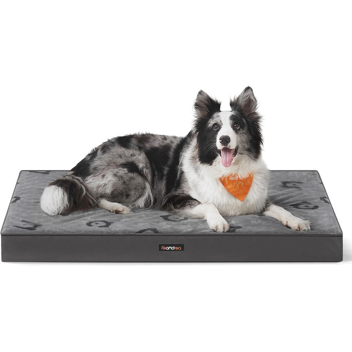Ліжко для собак Feandrea, XL, 105x73x8 см, водонепроникне, знімний килимок, для середніх та великих собак, сірий