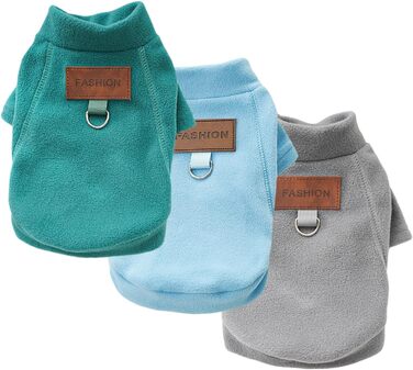 Пуловери для собак - 2/3 шт. з флісу, теплі, з високим коміром, для маленьких собак, кошенят, тепла зимова одяг для домашніх тварин (Сірий, Зелений, Синій, M)