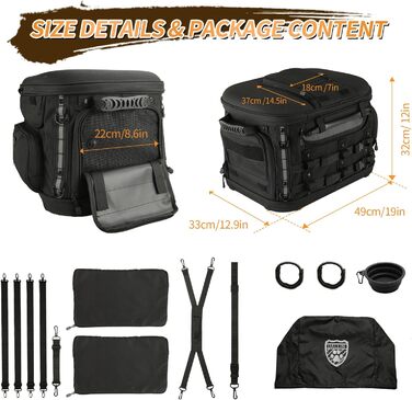 Транспортна сумка для собак та котів UALLIN, водонепроникна, для мотоциклів Harley-Davidson (Road Glide, Street Glide, CVO, Road King, Touring, Trike), Can-Am з багажником, до 9 кг, чорна