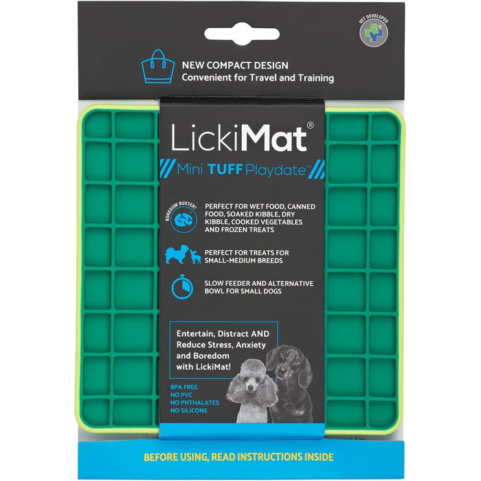 Килимок для собак LICKIMAT Mini Tuff: повільне годування, розвага та зменшення тривоги, рожевий (зелений, Playdate)
