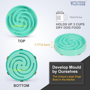 Напувачка для собак, повільне годування, інтерактивна миска, безпечна та міцна, для великих собак, Bohnengrün J-bohnengrün