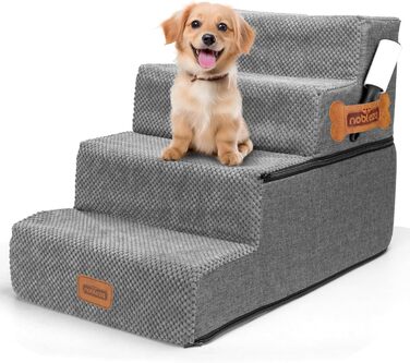 Східці для собак Nobleza – 4 сходинки, пандус для тварин, килимок для видалення ворсу, сходи для котів та собак до ліжка/дивану