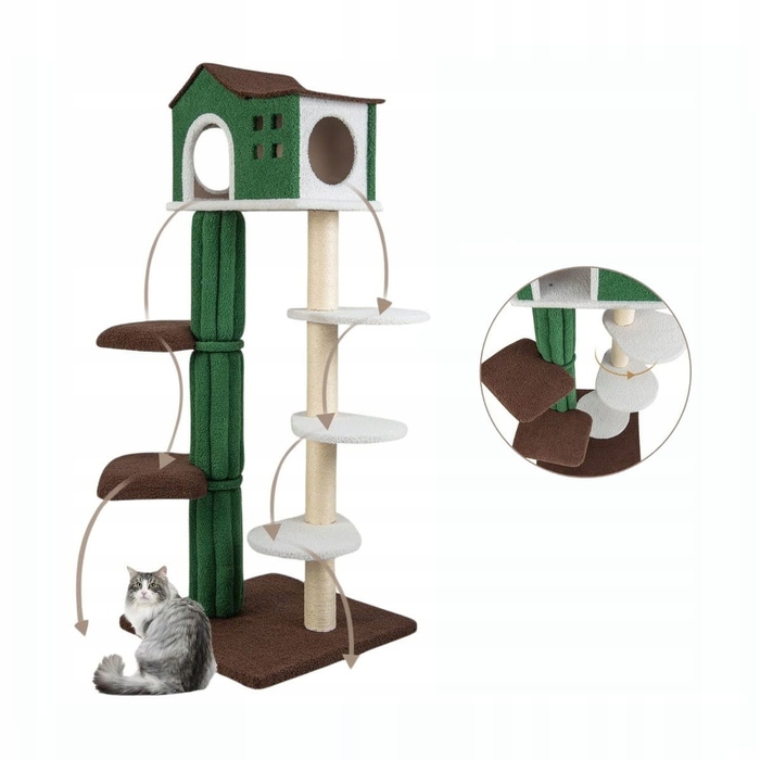 Багаторівневий котячий комплекс-драбачок Costway, 153 см, сизалевий, багатоколірний
