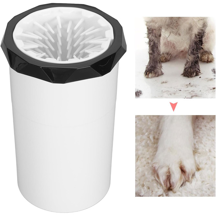 Автоматичний мийник лап для собак середніх та великих порід – двосторонній, з м'якою силіконовою щіткою (чорно-білий)