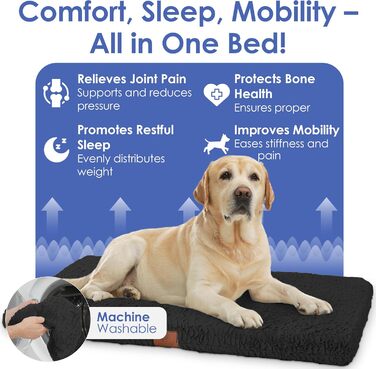 Ортопедичний килимок для собак American Kennel Club з піною з пам'яті, дихаючий, з неслизьким дном, 42 x 27 см (Чорний)