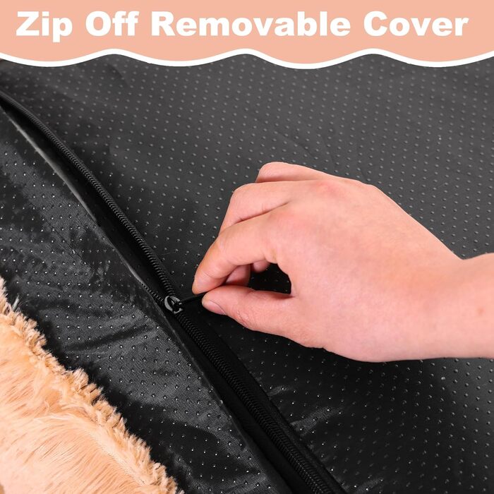 Водонепроникне собаче ліжко Bedfolks знімним, пральним чохлом, м'яким штучним хутром для великих собак, пухнасте ліжко-будка, 88,9 x 58,4 см, темно-сірий (Large, масивна верблюжа шкіра)