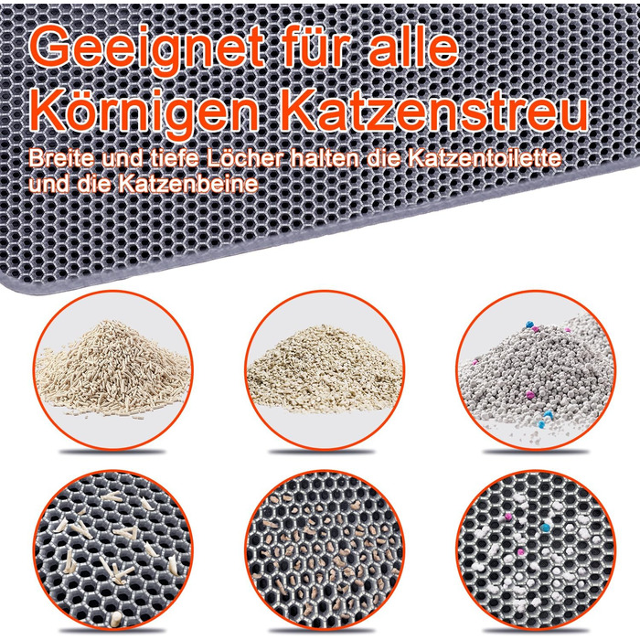 Килимок під лоток для котів AidSci | 70x55 см, водовідштовхувальний, з комірками, сірий