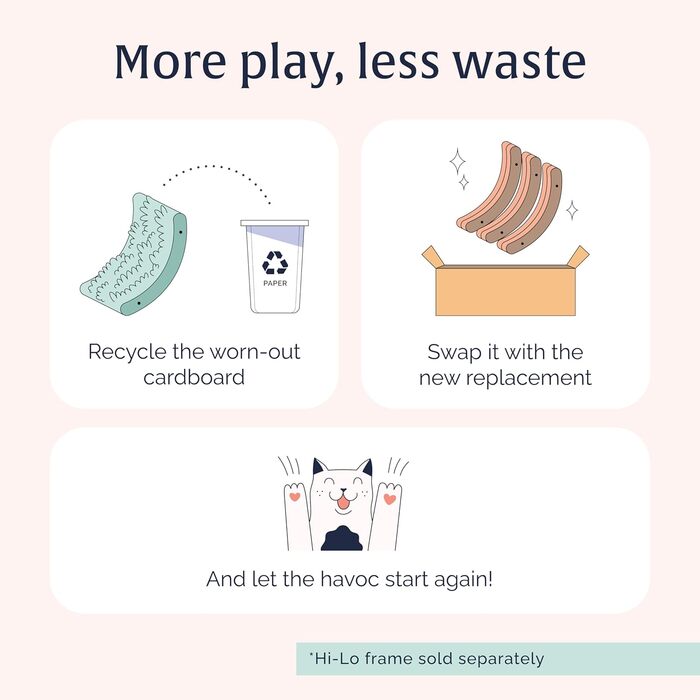 Котячий будиночок Hepper Hi-Lo з картонного каркасу та металевого підрамника - 3 позиції, для кішок, картонний котячий шкребок, активує м'язи, підходить для великих котів