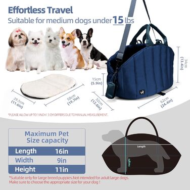 Сумка-переноска для собак Sytopia, середні породи, до 11,3 кг, колір бежевий/блакитний