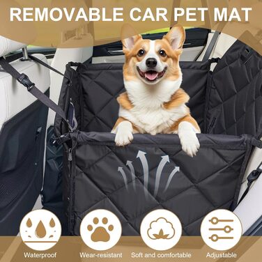 Автомобільний лежак для собак - переноска, чорний, з кріпленнями та ременем безпеки, для малих та середніх собак