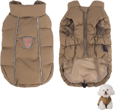 Тепла куртка для собак, непромокальна, вітрозахисна, світловідбиваюча, регульована, зимовий одяг з D-кільцем для собак маленьких та великих порід (фіолетовий, XXL) (коричневий, XXL)