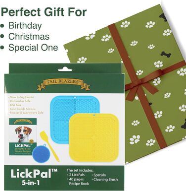 Килимок для собак Lickpal 5-в-1: проти нудьги, з присосками, шпателем та щіткою, рецепти, для ласощів