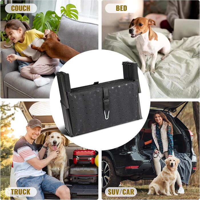 Сходинка для собак у машину - широка, складна, з антиковзаючою поверхнею, для великих собак, підходить для авто, SUV, вантажівок, витримує до 113 кг, 6 сходинок