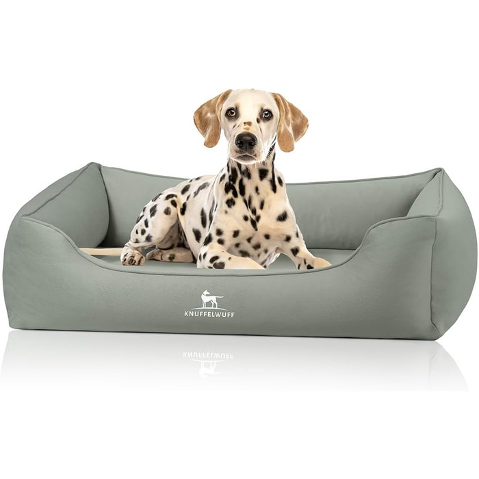 Ортопедичне ліжко для собак Knuffelwuff Oliver, XXL, м'ятного кольору | Зносостійке покриття з ефектом замші | Memory Foam | Водовідштовхувальне, пране | Для захисту суглобів, міцне, для собак маленьких та великих порід, розмір 120 x 85 x 25 см