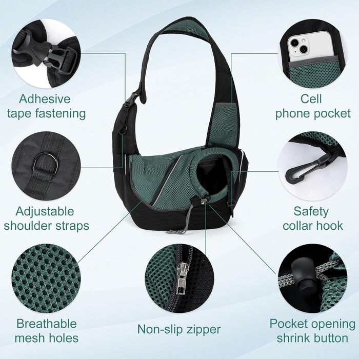 Сумка-слінг для собак NiCoLa: переноска для цуценят, чихуахуа, пуделів, бішон фрізе та котів. Ідеально для прогулянок, подорожей та відвідування ветеринара. Колір: сірий/чорний