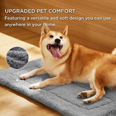 Килимок для собак середніх порід BEDSURE - 74x46 см, сірий, з шаруватим наповнювачем, Sherpa плюш, легко миється