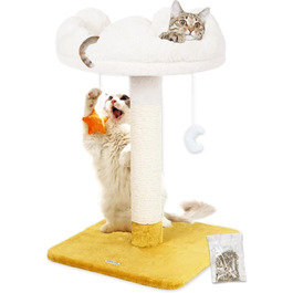 Великий котячий дерево Happi N Pets «Хмара» з лежаком, натуральний сизалевий когтеточка для домашніх котів, з м'якою полицею та іграшками, для кошенят і дорослих
