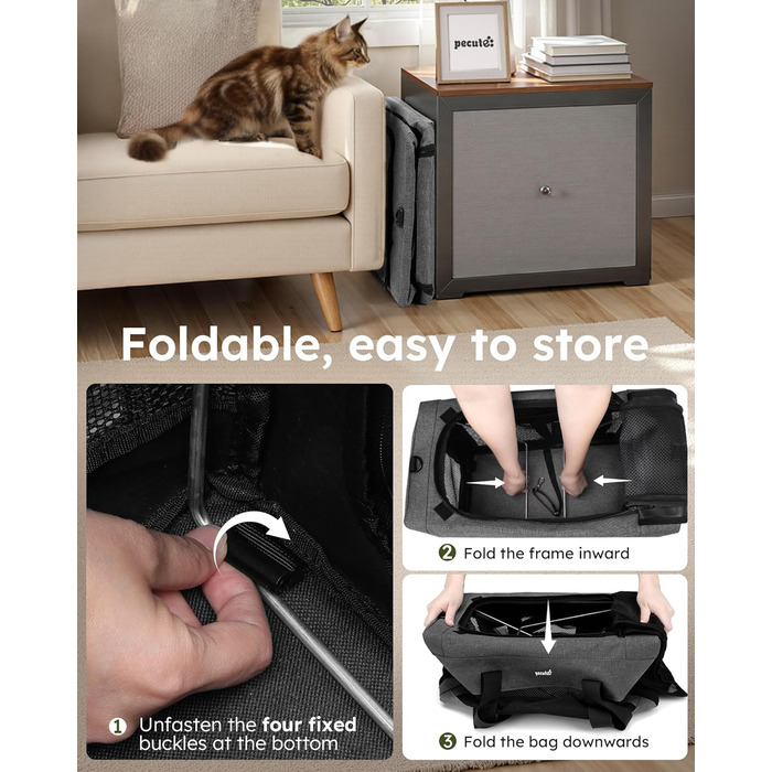 Переносна переносна сумка для котів Pecute Katzentasche, XL, 47x33x30 см, сіра
