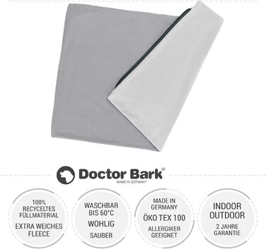М'яке ліжко для собак великих порід Doctor Bark GreenLabel, зелений колір, знімний чохол L, світло-сірий