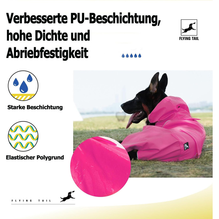 Дощовик для собак, м'який та зручний, з відбиваючими елементами, регульований, легкий в одяганні, отвір для повідка, розміри S - XXXXXL (Рожевий, M)