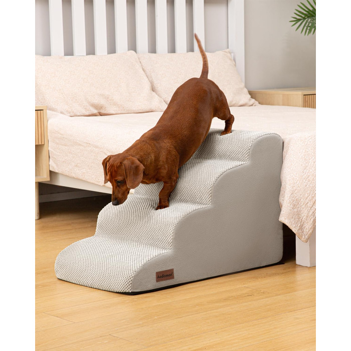 Сходинки для собак та котів до ліжка/дивану, 4-ступеневі, сірого кольору, 44.2 см, зручні та довговічні