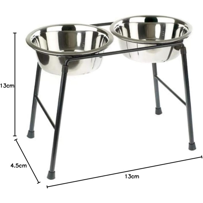Двомиска для собак Classic Pet Products з високою підставкою, 2 × 1600 мл, нержавіюча сталь, 30 см