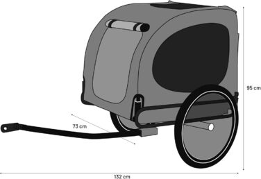 Причіп для велосипеда Flamingo Jolene сірий & оранжевий - 77,5x58x67см - з пластиковим ковшем, широкими колесами та 2 регульованими амортизаторами - 2 велосипедні з'єднувачі та система кріплення з блокуванням безпеки