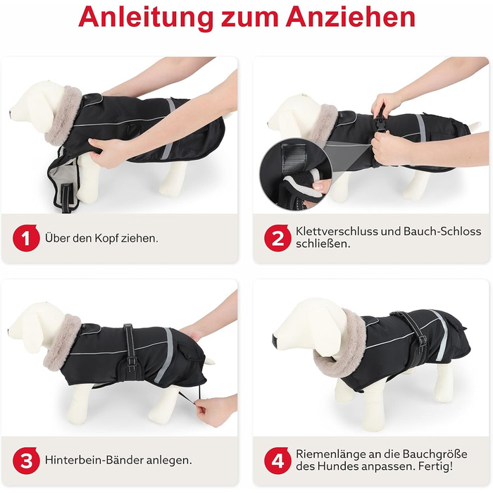 Водонепроникний зимовий одяг для собак, теплий флісовий одяг для великих собак, з регульованими плечовими ременями та світловідбиваючими смугами, підходить для лабрадорів, чорний, XL