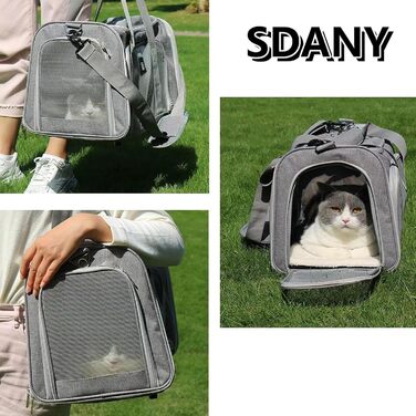 Транспортна переноска для собак та котів, складана, сіра. Зручна переноска-сумка для маленьких собак та котів. Дихаюча переноска для тварин.