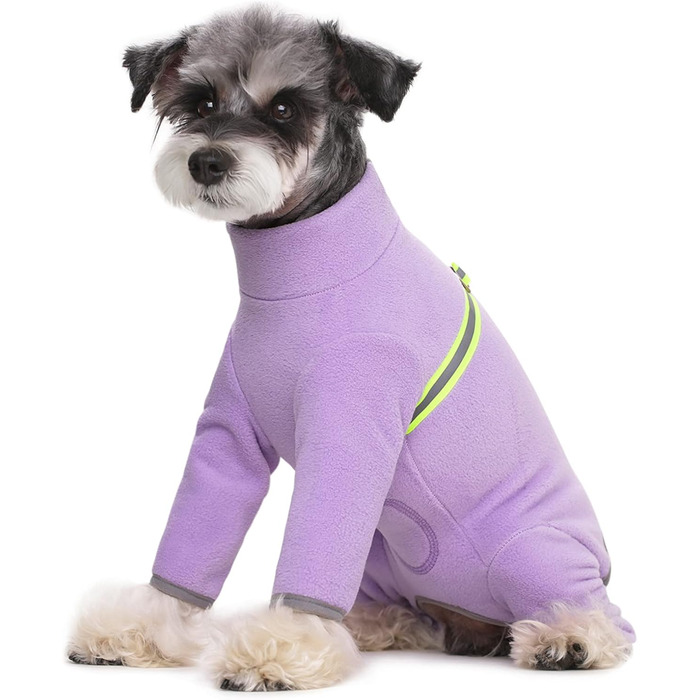 Теплий зимовий одяг для собак BT Bear: м'який флісовий костюм-піжама з відбивачем (фіолетовий, XS)