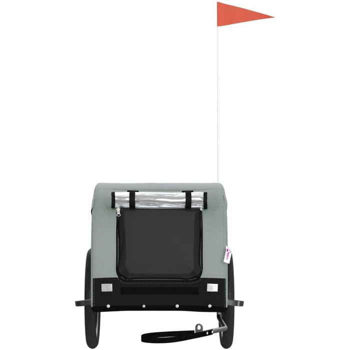 Причіп для собак Tidyard: міцний та безпечний (45 кг), з відбивачами та прапором, Oxford-тканина та метал (сірий та чорний)