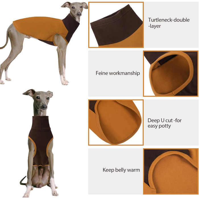 Пуловер для великих собак з флісу, ультра м'який, без рукавів, колір коричневий, обхват грудей 48 см