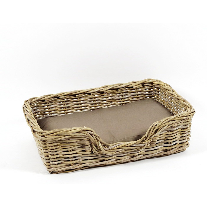 Корзина для собак Kobolo з ротанга з подушкою, 63x42x18 см