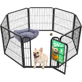 FXW Homeplus Unleashed: Вольєр для собак - безпечне та безстресове місце для ігор. Міцний, 8 панелей по 61 см, підходить для цуценят та маленьких собак. Чорний колір, патентована модель.