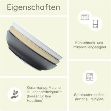 Набори мисок для котів SPUNKYJUNKY 3 шт. з кераміки. Миски для корму котів (білий, чорний, світло-коричневий, глибокі)