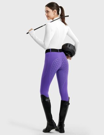 Легінси для їзди верхи FitsT4 Daen з повним силіконовим покриттям, кишенею для телефону та шлевками для ременя (M, світло-фіолетовий)
