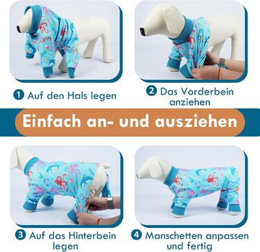 Піжама для собак, трикотажна, цільнотіла, для великих собак, тепла, блакитна - XL